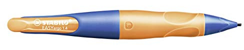 STABILO - Ergonomischer Druck-Bleistift für Linkshänder - EASYergo 1.4 | ultramarinblau/neonorange, Einzelstift, inkl. 3 dünner Minen, Härtegrad HB