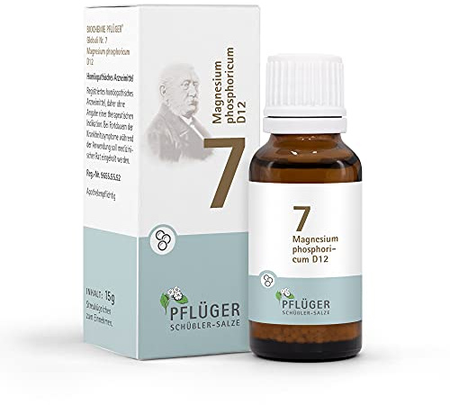 PFLÜGER Schüßler-Salz Nr. 7 Magnesium phosphoricum D12 Globuli, 15 g | Das Salz der Nerven und Muskeln, Schüssler Salze, glutenfrei, geeignet bei Lactoseintoleranz, Arzneimittel