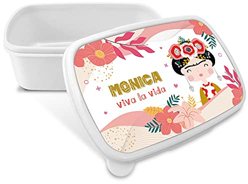 LolaPix Fiambrera Personalizada Infantil. Caja Merienda. Caja Almuerzo Infantil. Tuper Niño Colegio. Taper Niños Colegio Personalizado. Taper niña niño. COLOR A ELEGIR. Frida