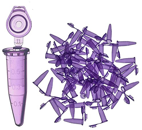 MUHWA Lot de 1000 microtubes à centrifuger gradués en polypropylène avec capuchon à clipser Violet Contenance de 0,5 ml