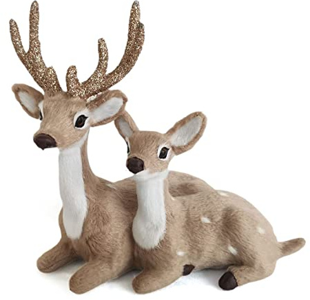 Zebery Christmas Deer Figurines, Forest Animals Figures, Reindeer Statues - Miniature Woodland Creatures for Christmas Party