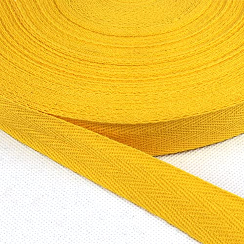Duories Baumwolle Schrägband,25 Yards x 20mm Einfassband Köperband Nahtband Baumwollband Textilband Fischgrätenband Köperband Wimpelband Twillband Webbing Band für Schneidern DIY-Nähen Basteln,Gelb