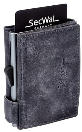 SecWal Kartenetui mit XXL Münzfach Druckknopf inkl. Geschenkbox - Made in Germany - Geldbörse inkl. Ebook für Damen und Herren - RFID Schutz Geldbeutel mit Wiener Schachtel (Hunter Blau)