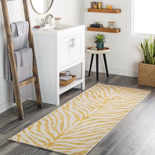 Livabliss Luanda Wohnzimmer Boho, großer Schlafzimmer 80x220 cm, Esszimmer mit geometrischem Muster, Skandinavischer Wohnzimmer modern in Senfgelb, Taupe, Beige