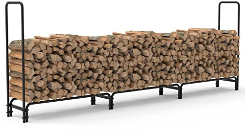 unho Range Bûche Extérieur Bois Jardin: 345x117x35cm Rangement Bûche Charge 408kg Serre Bûche XXL Porte Bûche Intérieur Étagère en Métal pour Bois de Cheminé