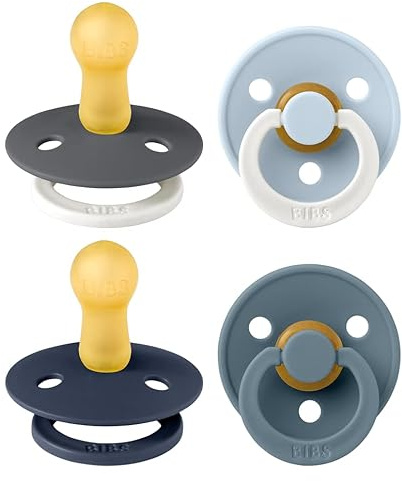 BIBS Colour Napp 4-pack, BPA-fri napp. 2x lyser i mörkret, Rund sugdel. Naturgummilatex, Tillverkad i Danmark. Storlek 2 (paket med 4), Petrol Glow Mix