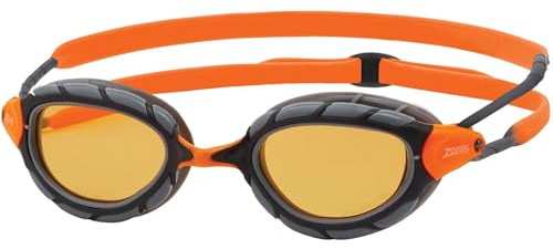 Zoggs Unisex Adult Polarized Ultra Swimming Goggles with Soft Ultra-Fit Gasket & Anti-Fog UV Protective Curve Lenses, Grey/Orange - Polarized Ultra Copper Lenses, Regular
