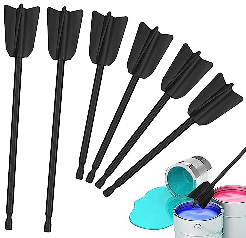 Epoxy Mixer Attachment,Set of 6 Drill Reusable Plastic Paint Mixer Paddle Mixer Drill Attachment for Any 1/4 Drill Mixing Tool Drill Paddles for Mixing Epoxy Resin Oil Painting Ceramic Glaze Latex