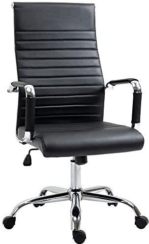 Vinsetto Bürostuhl mit Armlehne Höhenverstellbarer Drehstuhl, Schwarz