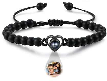 ALBERTBAND Armband mit Bild Personalisierte Foto Projektions Armbänder Foto Armband mit Eigenem Foto Geschenke mit Foto Herz Fotoarmband Geschenke für Männer und Frauen