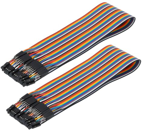 sourcing map Male to Female 40Pin Breadboard Jumper Wire 2.54mm Pitch Ribbon Cable 40cm Long Electronics Breadboard Ribbon Cables for Breadboard Electronic Projects Pack of 2