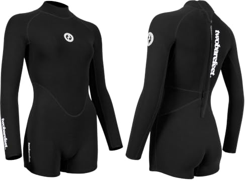 Two Bare Feet Women's Neoprene One-Piece Wetsuit – Premium Swim Suit for Surfing, Swimming, Scuba Diving & Water Sports, Flexible, Durable, Multiple Styles (Arabella Shorts (Black), M)