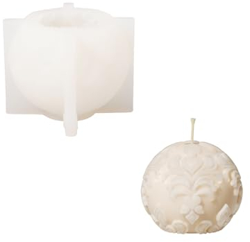 BOOWAN NICOLE Relief Kerze Form, Stumpenkerzen Silikon Formen,Spherical Round Kerzenformen zum Gießen Set für Kerzenherstellung Handwerk Ornamente