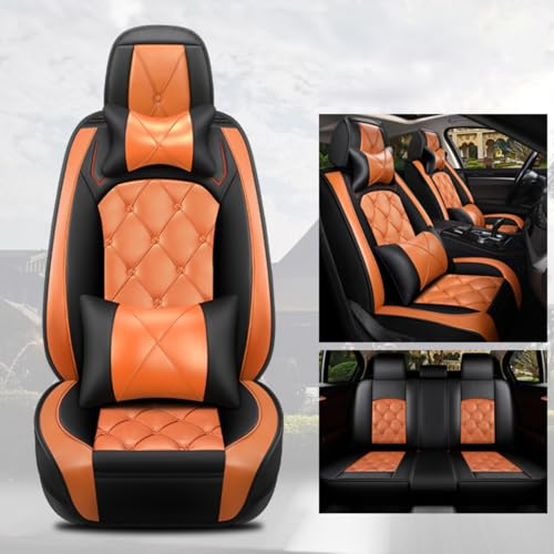 Eunncu Autositzbezüge komplettes Set Universal in Stylish Design | Schonbezüge für Vordersitze und Rückbank | Auto Sitzbezüge Airbag Kompatibel | Premium Wasserdicht Sitzbezug, Orange Farbe Luxus