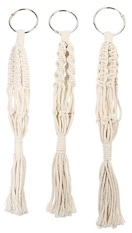 BESPORTBLE 3pcs Flower Pot Mesh Hanging Basket Multifunctional Macrame Planter Baskets Cotton Rope Woven for Indoor Plants White