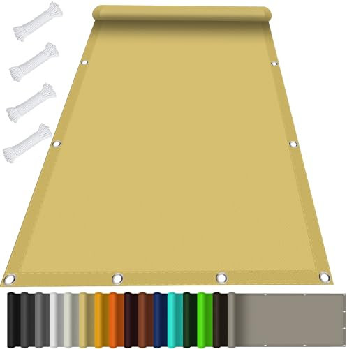 Vela Ombreggiante Tenda 3.2 x 5.2 m Impermeabile, Rettangolare Vela Ombreggiante Parasole con Occhielli e Fune per Giardino Esterno terrazza, Color Crema