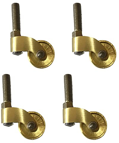 Lenkrollen mit M8-Gewindeschaft, Möbelrollen zum Bewegen, 25-mm-Universalrollen, 360°-Schwenkrollen, Ersatz für Tisch-, Einkaufswagen- und Stuhlrollen, Gold, 4 Stück