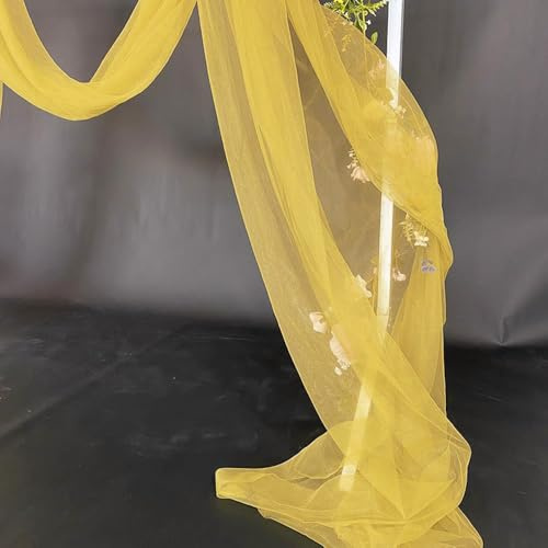 20m x 160cm Soft Tüllstoff,Tüll Stoffe zum Nähen,Netzstoff Dekostoff Drapierstoff für Arbor Hochzeit Vorhang Hochzeitsbogen Freihanddeko Torbogen Zeremonie Party Dekor Kleid Tüllrock Schleier,Gelb