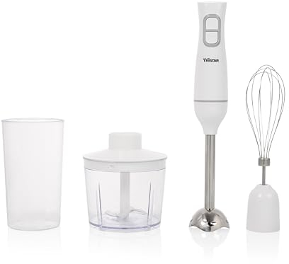 Tristar Kit mixeur plongeant, pièces résistant au lave-vaisselle, y compris mixeur plongeant amovible en acier inoxydable, fouet, hachoir, bol doseur, 350 W, MX-4881