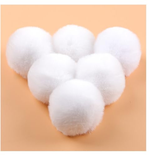 Wisafory 10 Stück Pompons Kunstfell Kaninchenfell Fellbommel mit Gummiband Bunte Bommeln Bälle Kunstpelz Pom Pom Flauschiger Plüschbälle für DIY Bastel Mützen Tasche Dekoration Weiß