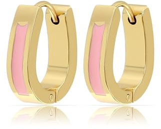 Made by Nami Tropfenförmige Ohrringe Gold mit Rosa Highlight Wasserfester Schmuck Geschenk für Sie