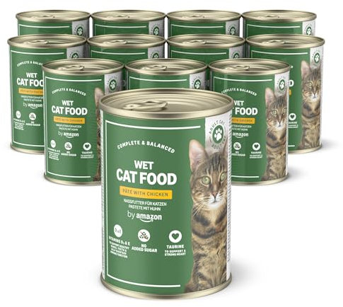 by Amazon Getreidefreies Katzennassfutter, Dose, Pastete Huhn, 12 x 400 g