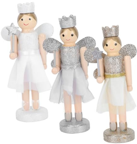RORPOIR 3stücke Holz Weihnachts-nussknacker Engel-mädchen-Figur Als Dekoration Für Schreibtisch Und Partygeschenk Zum Basteln