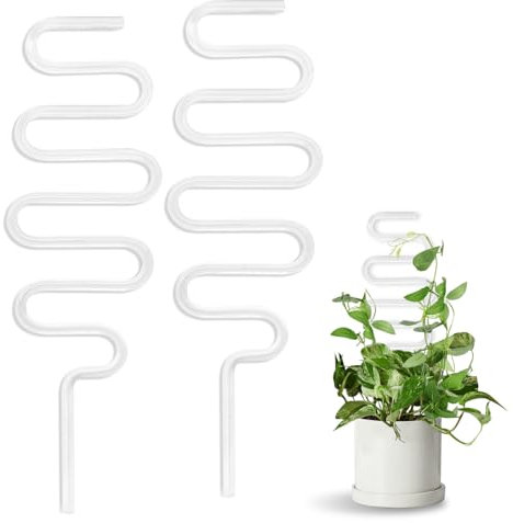 JETTIFY Confezione da 2 graticci in acrilico curvy per piante da interno, traliccio per piante in vaso, pali per piante da interno, traliccio trasparente per piante rampicanti, edera Hoya