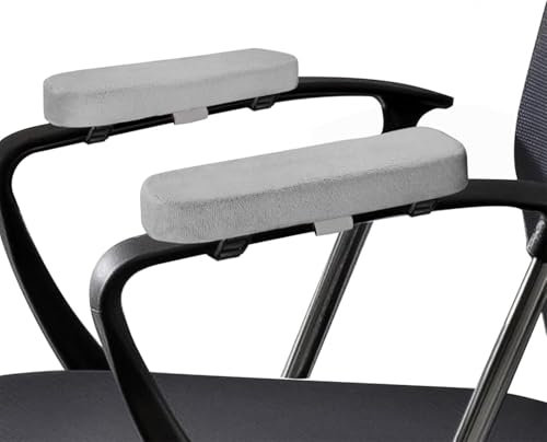 MUYAPAY 2 Stück Armlehnen Polster, Ergonomische Armlehnenschoner, Armlehne mit Memory-Schaum, Weich Armlehnen Pads, für Bürostühle, Gamingstühle, Rollstühle, Campingstühle, Grau