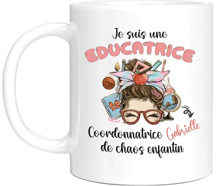 HALUMI Mug Nom Personnalisé Éducatrice Spécialisée - Tasse Originale Personnalisée Maitresse d'École Maternelle - Idée Cadeau Fin d'Année Scolaire Noël Fin De Contrat - Mug En Ceramique 330ml 440ml