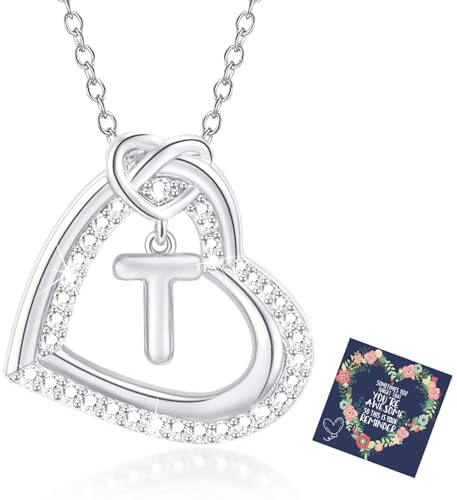 Esmoly Kette Damen Silber Kette mit Buchstaben Geschenke für Frauen Mädchen | Necklace Women Zirkonia Herz Anhänger A-Z Halskette Damen Freundin 18+2 Inches