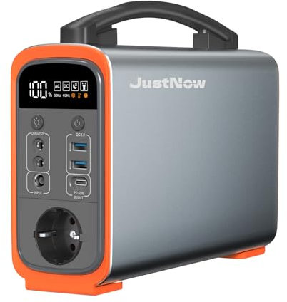 JustNow Station d'alimentation portable 240 W/240 Wh, batterie LiFePo4 avec sortie AC/DC/USB/PD 60 W, générateur solaire pour camping, extérieur, camping-car (GT240)