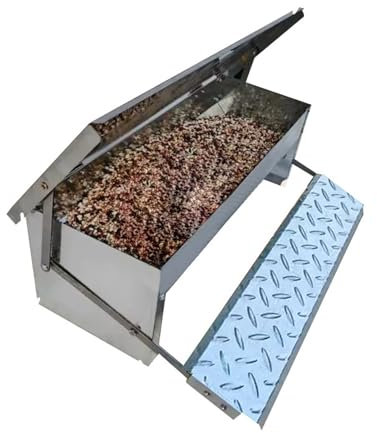 HEEPDD Automatischer Hühnerfutterspender, Große Größe für Hühner für Mehrere Tage. Langlebige Geflügelfutterspender aus Verzinktem Stahl, Rattensicher und mit Wetterfestem Deckel