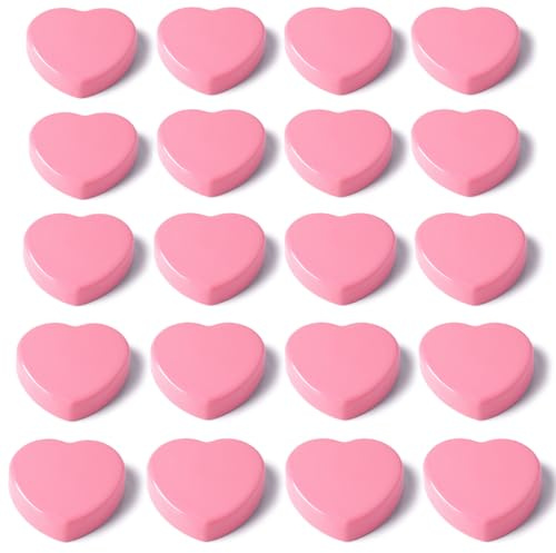 PYJLBX Calamite Frigorifero, 20 Pezzi Calamite Potenti Magneti per Lavagna Magnetica, Calamite Piccole a Cuore Rosa, Mini Magnete Potente Calamita Frigo per Ufficio, Scuola, Cucina, Bacheche,Calendari