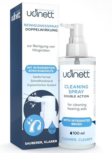 Spray Limpiador para Audífonos 100ml con Cepillo Integrado Udinett Sanitizante para Limpieza de Auriculares Bluetooth Elimina el Cerumen y la Suciedad con Efecto Inmediato Fórmula Sin Alcohol