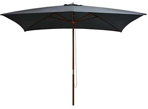 Xichuzi Sombrilla de jardín con Palo de Madera 200x300 cm Antracita, Sombrilla Terraza Exterior, Parasol Terraza, Sombrilla Playa, Parasol Exterior, Sombrilla De Patio - 44513