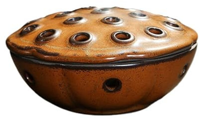 WYBZDA Céramique Pot à Ail pour Cuisine Restaurant Pot à Oignons pour Comptoir Respirant Trous Ail Pot avec Couvercle pour Gingembre épices Thé(C)