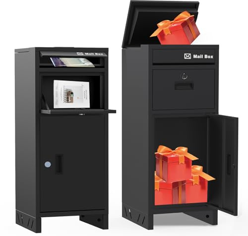 Package Delivery Boxes for Outside, Large Parcel Drop Boxes with Lock, Customize Address Stickers Package Drop Boxes for Outside is Waterproof,Package Delivery Box for Porch(15.5 * 38 * 15.5 in)