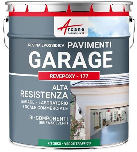 ARCANE INDUSTRIES Resina para Suelo de Garaje - Pintura epoxi para Suelo: REVEPOXY - 177 - Verde señales - RAL 6024
