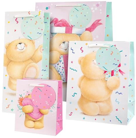Hallmark Forever Friends Gift Bags, Pack of 4 in 4 Sizes, Bottle, Small, Medium, Large, Birthday, Mothers Day