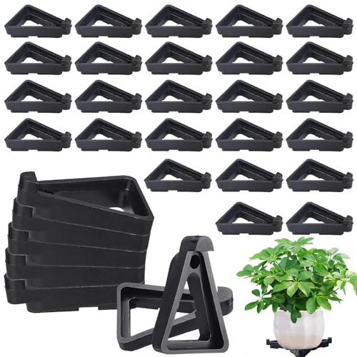 Lunyloer Plant Pot Feet, 32PCS Triangle Pot Feet for Outdoor Plant Pots | Invisible Feet for Garden Pots for Indoor and Outdoor Potted Plants to Prevent Rotting(Black)
