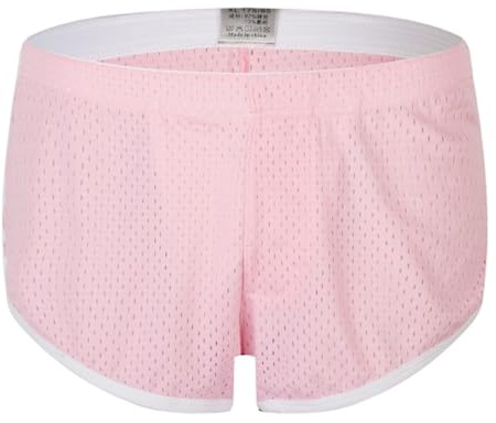 Sous-vêtements pour hommes en soie glacée, sous-vêtements à la mode, pantalon à la maison, pantalon en résille, sous-vêtements décontractés sous-vêtements pas chers hommes, Rose, XXL