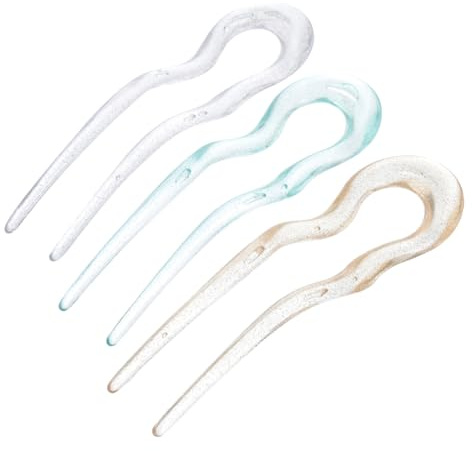 MOTHNUR 3 Stück-pack Französische U-förmige Haargabeln Groß Modische Haarstäbe für Duttfrisuren Leichtes Haaraccessoire für Dünnes und Dickes Haar Vintage Design mit Transparenter