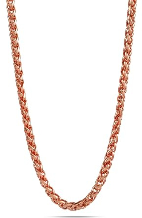 Pure Copper Rope Link Chain Necklace for Men & Women | Rose Gold Tone Handmade Jewelry | Wellness & Healing Benefits | Gift for Him or Her on Christmas, Valentine’s Day & Birthdays, 24, Copper, No