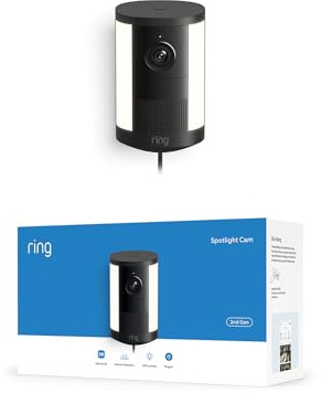 Ring Spotlight Cam 2K, Spotlight Kamera, Netzstecker (neueste Generation), Retinal 2K, optimierter 6x-Zoom, bewegungsaktivierte Spotlights, 30-tägiger Gratiszeitraum für Ring-Abonnement