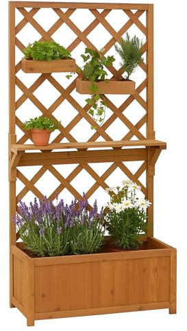 Mendler Hochbeet HWC-P68 135x70x30cm Holz - Natur | Pflanz-/Blumenkasten, Rankgitter, Rankhilfe, Ablage, Hängekästen, FSC®