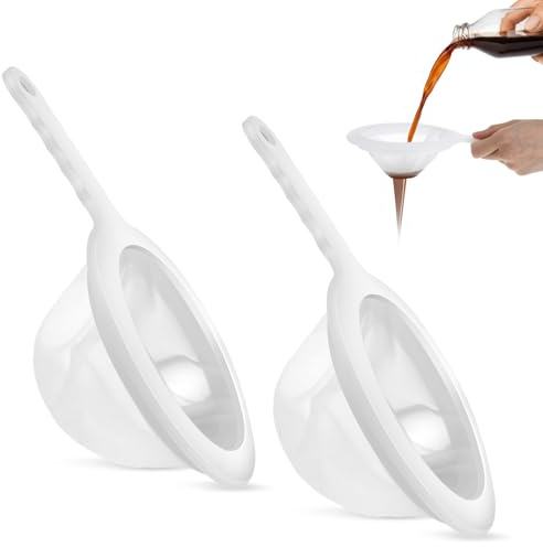 2 Stück Feines Sieb, 120 Mesh Plastiksieb Mit Griff, Plastic Sieve Haarsieb Küche, Ultrafeines Nylon Sieb Fein Küchensieb Fein für Saftsiebe Kaffee Milch Sojamilch, Saft(120 Mesh)