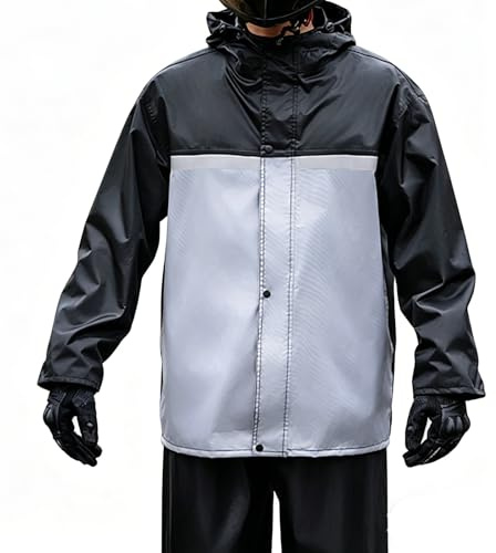 Generisch Traje de lluvia para mujer y hombre, impermeable, con capucha, pantalones de lluvia, conjuntos reflectantes para bicicleta, ropa de lluvia impermeable, traje de moto para exteriores