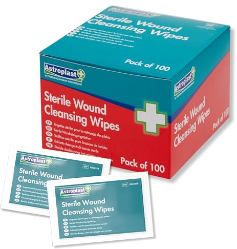 Astroplast Sterile Wound Cleansing Wipes Pack 100 – Alcohol & Fragrance-Free Antiseptic Wipes for Wound Cleaning, Piercing Care & First Aid – Individually Wrapped Medical-Grade Cleansing Wipes
