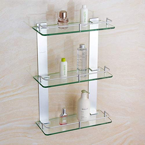 MKKSLR Étagère à cosmétiques avec Tablette en Verre trempé épais pour Cadre de Douche avec Support Mural, Cadre de Suspension 4.23 (Taille: 250mm)